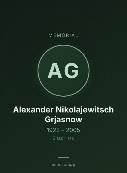 Memorial portrait of Alexander Nikolajewitsch Grjasnow