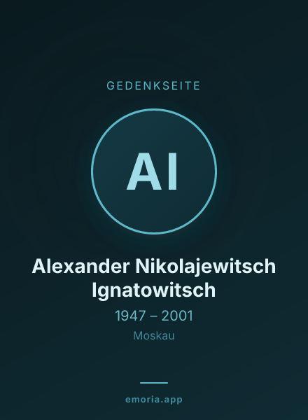 Gedenkportrait von Alexander Nikolajewitsch Ignatowitsch