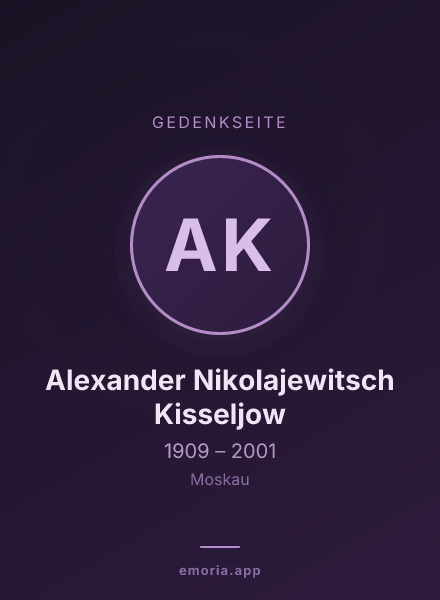 Gedenkportrait von Alexander Nikolajewitsch Kisseljow