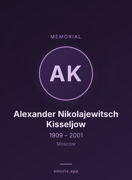 Memorial portrait of Alexander Nikolajewitsch Kisseljow
