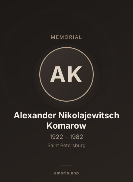 Memorial portrait of Alexander Nikolajewitsch Komarow