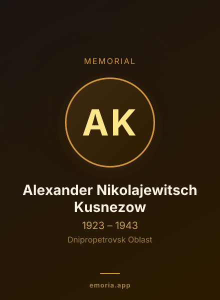 Memorial portrait of Alexander Nikolajewitsch Kusnezow