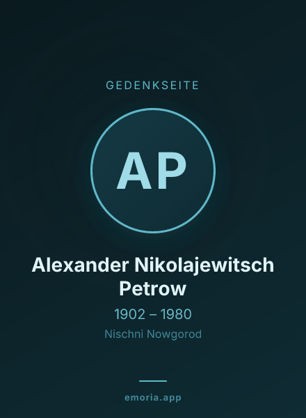 Gedenkportrait von Alexander Nikolajewitsch Petrow