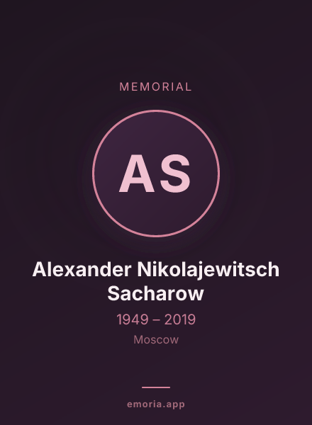 Memorial portrait of Alexander Nikolajewitsch Sacharow