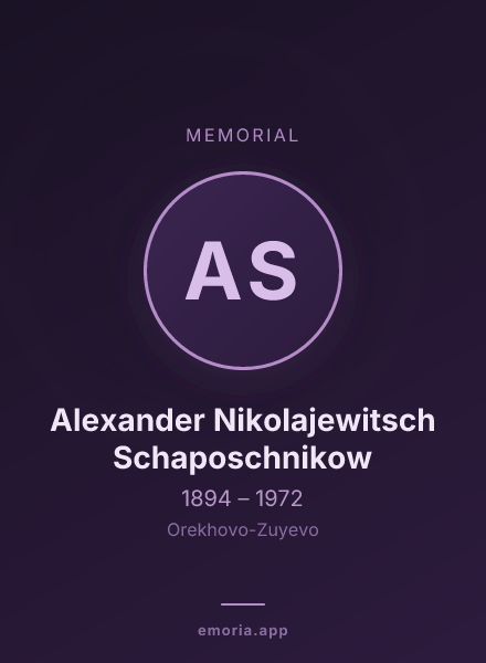 Memorial portrait of Alexander Nikolajewitsch Schaposchnikow