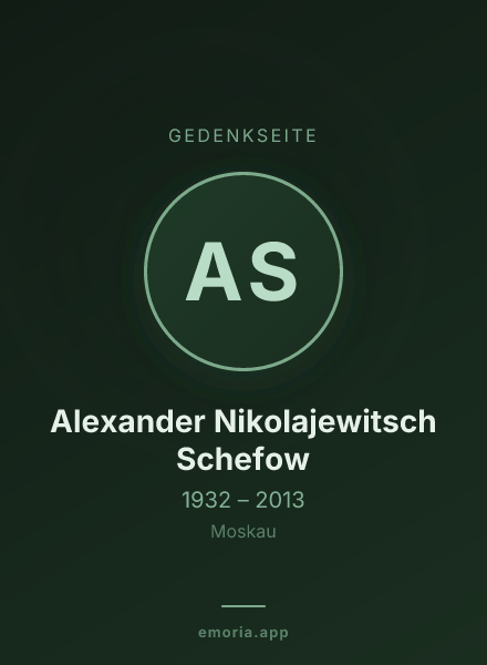 Gedenkportrait von Alexander Nikolajewitsch Schefow