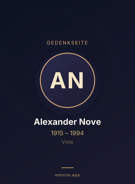 Gedenkportrait von Alexander Nove