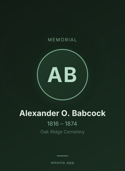 Memorial portrait of Alexander O. Babcock