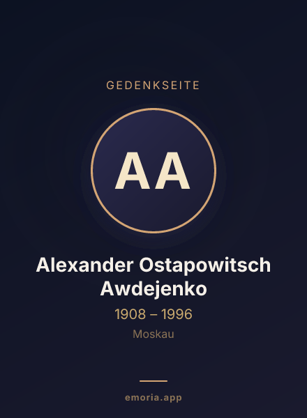 Gedenkportrait von Alexander Ostapowitsch Awdejenko