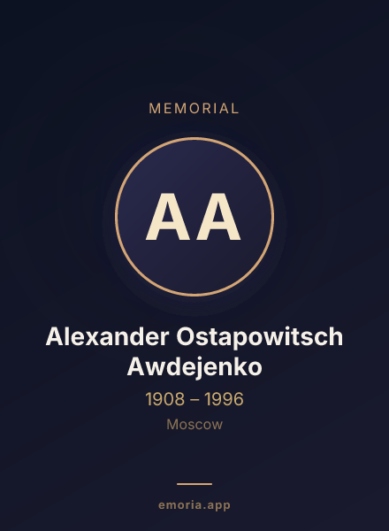 Memorial portrait of Alexander Ostapowitsch Awdejenko