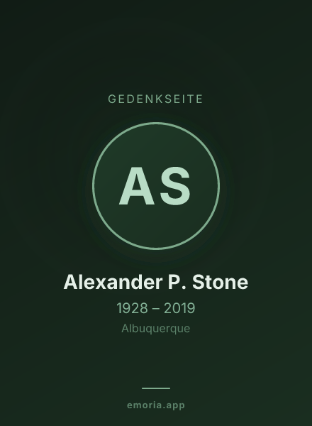 Gedenkportrait von Alexander P. Stone