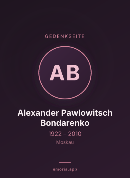 Gedenkportrait von Alexander Pawlowitsch Bondarenko