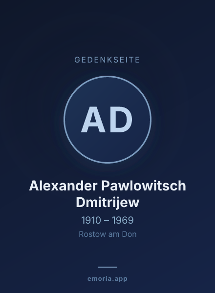 Gedenkportrait von Alexander Pawlowitsch Dmitrijew