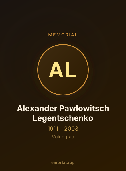 Memorial portrait of Alexander Pawlowitsch Legentschenko