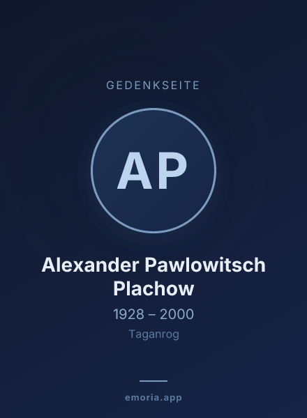 Gedenkportrait von Alexander Pawlowitsch Plachow