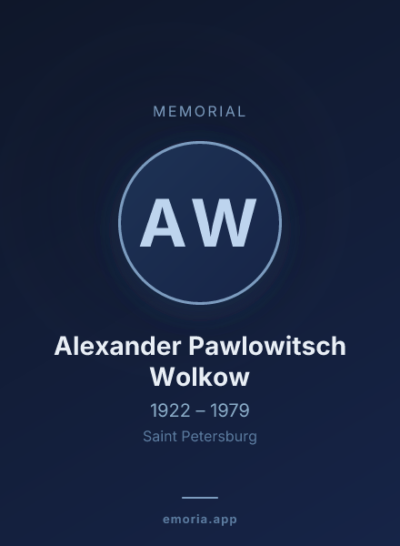 Memorial portrait of Alexander Pawlowitsch Wolkow