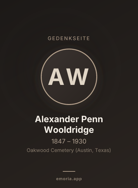 Gedenkportrait von Alexander Penn Wooldridge