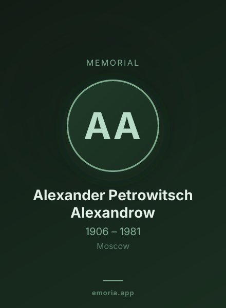 Memorial portrait of Alexander Petrowitsch Alexandrow