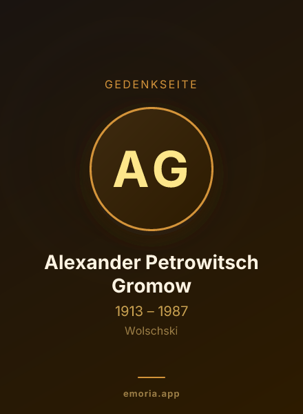 Gedenkportrait von Alexander Petrowitsch Gromow