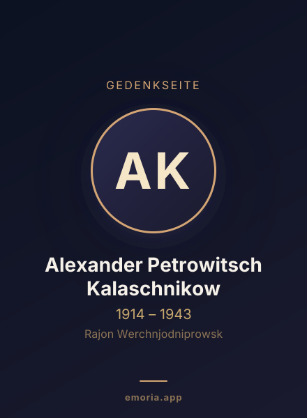 Gedenkportrait von Alexander Petrowitsch Kalaschnikow