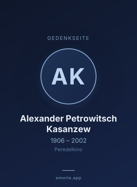 Gedenkportrait von Alexander Petrowitsch Kasanzew