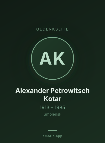 Gedenkportrait von Alexander Petrowitsch Kotar