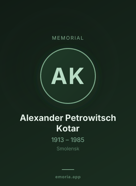 Memorial portrait of Alexander Petrowitsch Kotar
