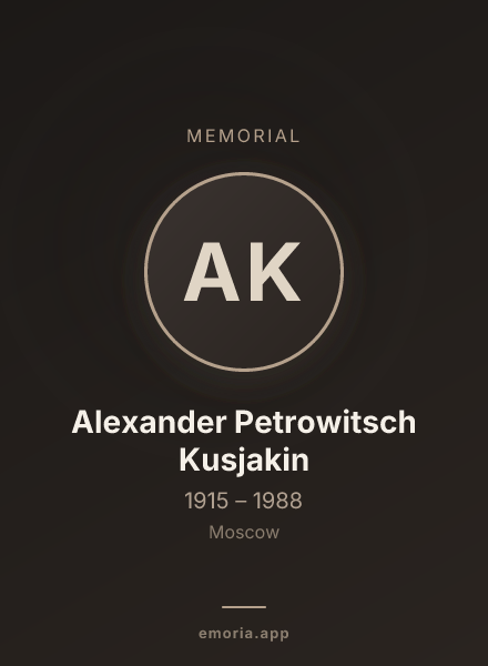 Memorial portrait of Alexander Petrowitsch Kusjakin