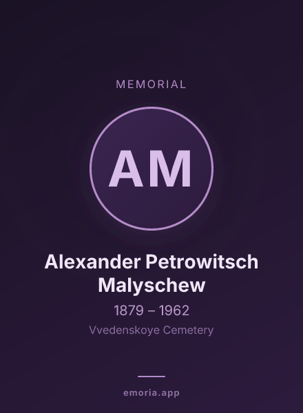 Memorial portrait of Alexander Petrowitsch Malyschew