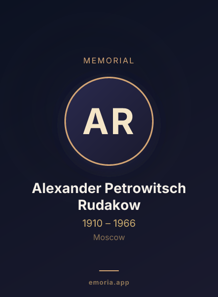 Memorial portrait of Alexander Petrowitsch Rudakow