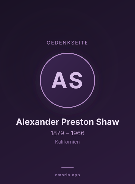 Gedenkportrait von Alexander Preston Shaw