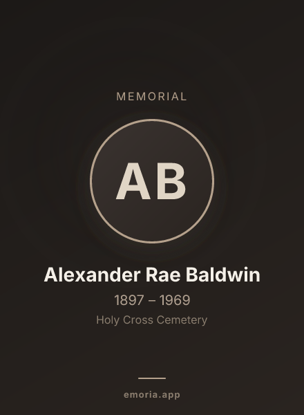 Memorial portrait of Alexander Rae Baldwin