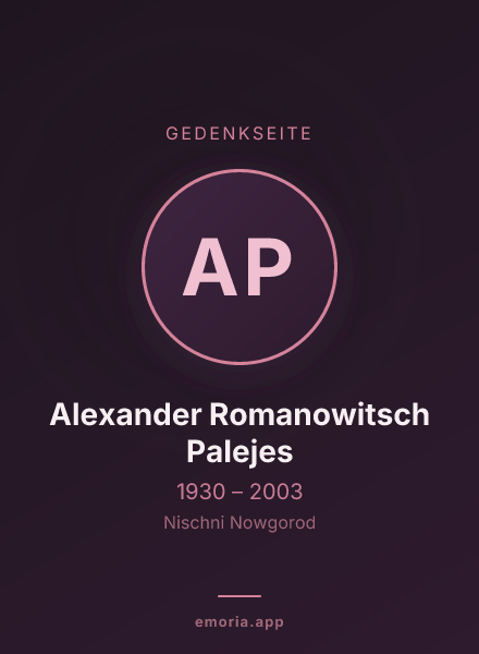Gedenkportrait von Alexander Romanowitsch Palejes
