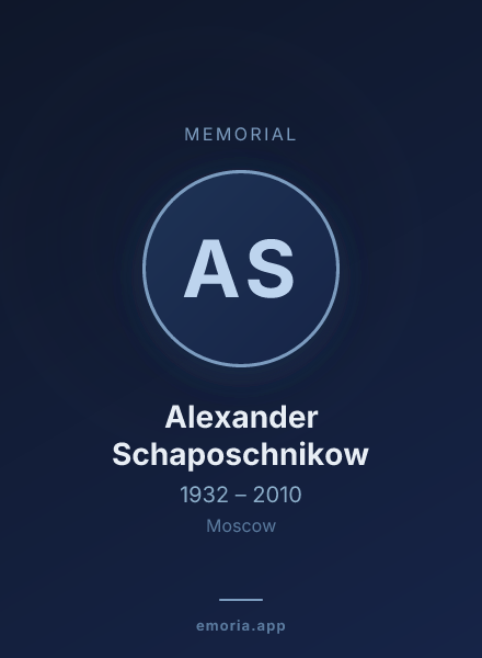 Memorial portrait of Alexander Schaposchnikow