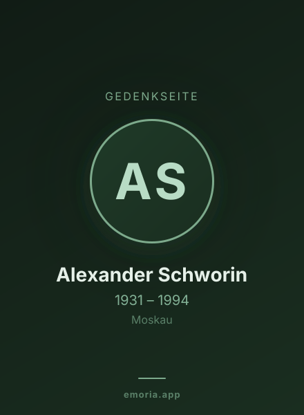 Gedenkportrait von Alexander Schworin