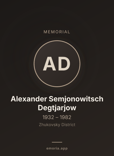 Memorial portrait of Alexander Semjonowitsch Degtjarjow