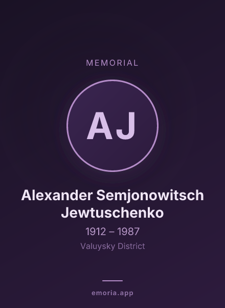Memorial portrait of Alexander Semjonowitsch Jewtuschenko