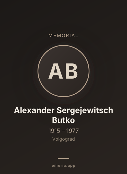 Memorial portrait of Alexander Sergejewitsch Butko