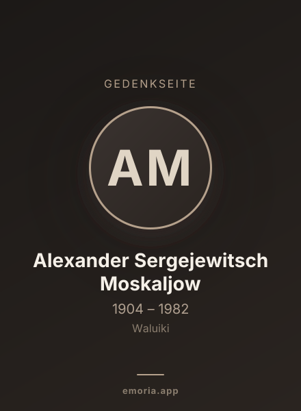 Gedenkportrait von Alexander Sergejewitsch Moskaljow