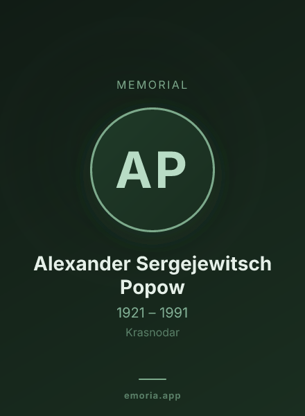 Memorial portrait of Alexander Sergejewitsch Popow