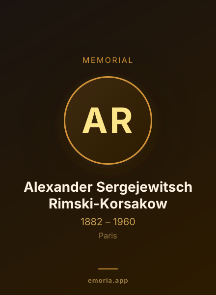Memorial portrait of Alexander Sergejewitsch Rimski-Korsakow