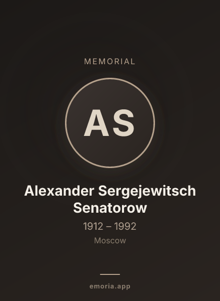 Memorial portrait of Alexander Sergejewitsch Senatorow