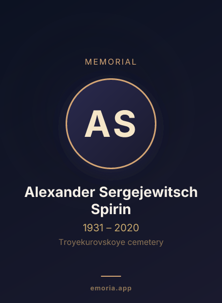 Memorial portrait of Alexander Sergejewitsch Spirin