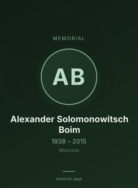 Memorial portrait of Alexander Solomonowitsch Boim