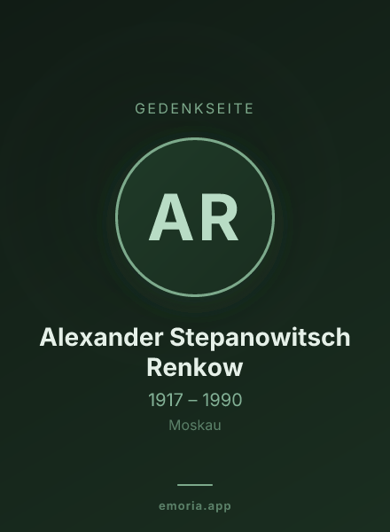 Gedenkportrait von Alexander Stepanowitsch Renkow