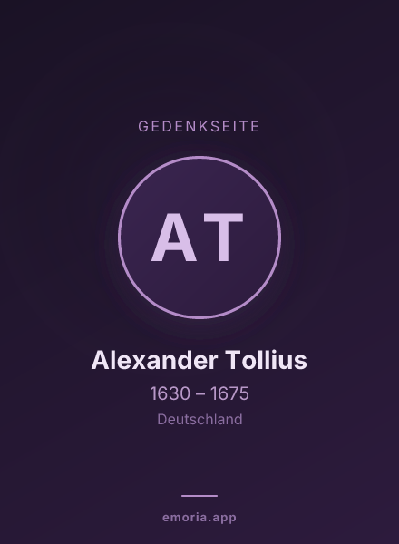 Gedenkportrait von Alexander Tollius