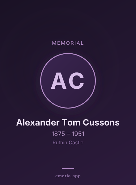 Memorial portrait of Alexander Tom Cussons