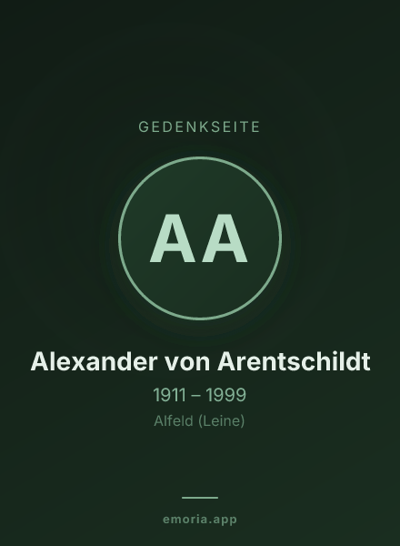 Gedenkportrait von Alexander von Arentschildt