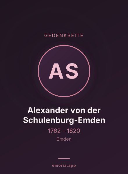 Gedenkportrait von Alexander von der Schulenburg-Emden