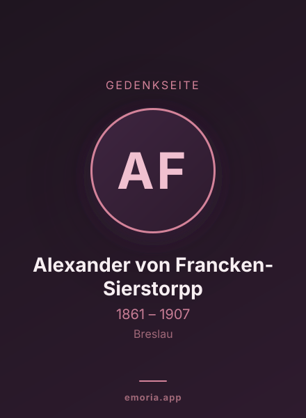Gedenkportrait von Alexander von Francken-Sierstorpp